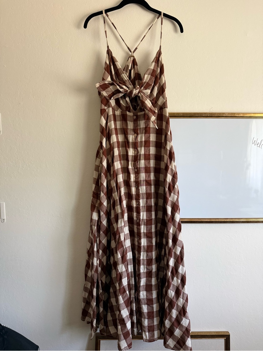 Free people Via Gingham Tie-Front Midi Dress - Picture 9 of 10